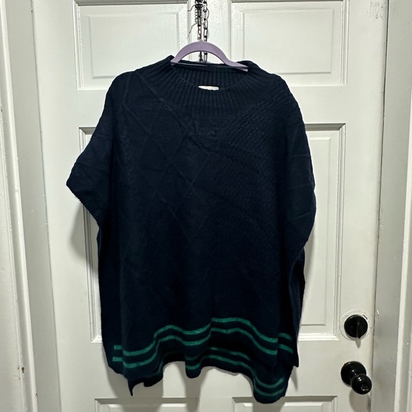 Free People Harbour Stripe Poncho EUC OS - Picture 2 of 4